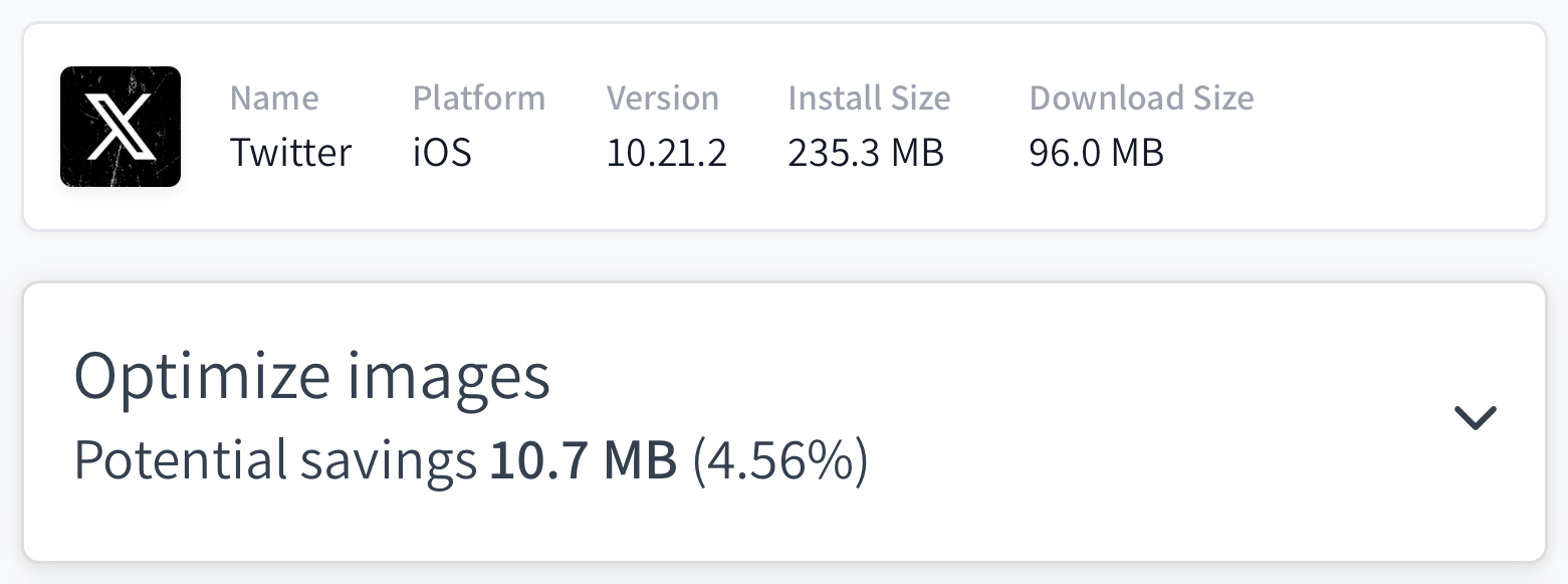 X has 10.7MB of potential savings from image optimization